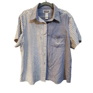 Vintage Women's Bill Blass Jeans Button-Up Short Sleeve Shirt XL